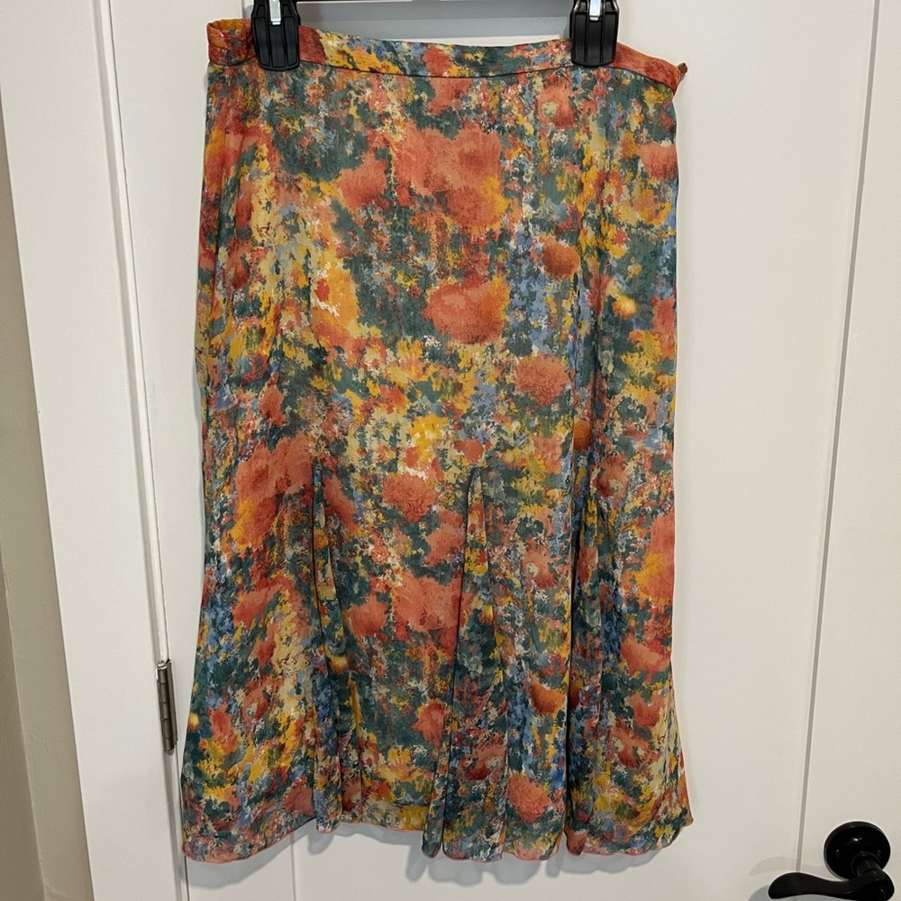 Coldwater Creek Vibrant Floral A-Line Skirt
